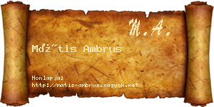 Mátis Ambrus névjegykártya